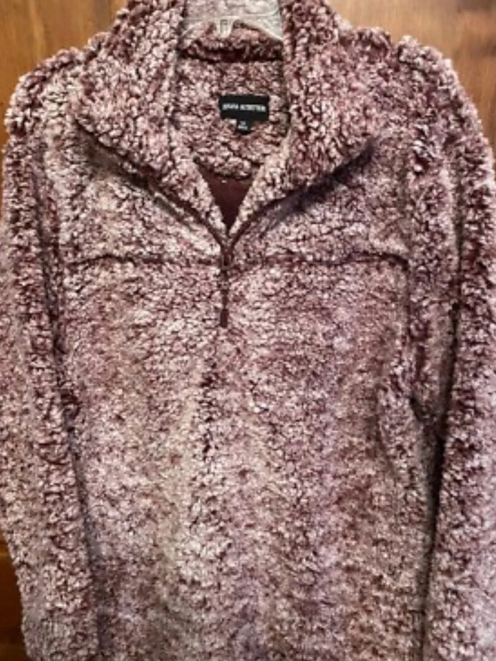 Plush Taupe Sherpa Half-Zip Pullover Sweater